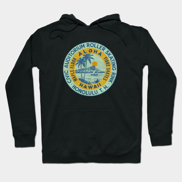 1950's Roller Skate in Hawaii Hoodie by historicimage